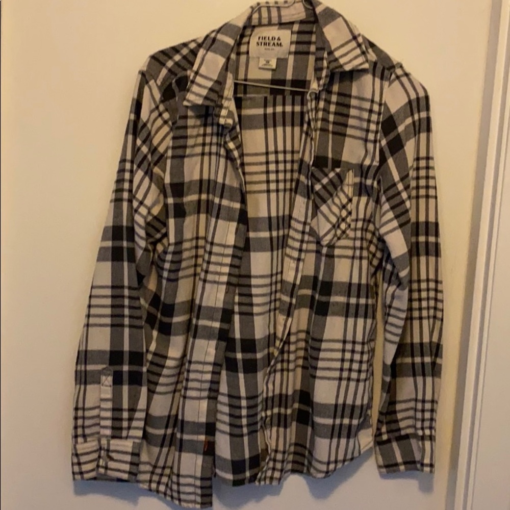 Field and stream white and gray flannel